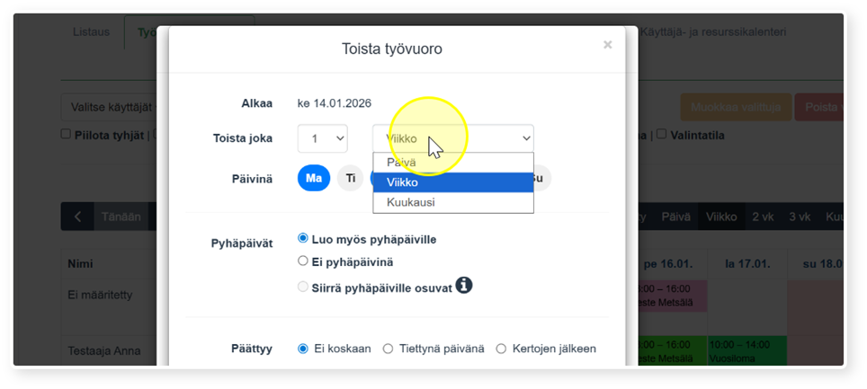 Ty vuorot Workinfo app Wiki